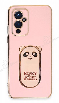 Eiroo OnePlus 9 Baby Panda Standl Pembe Silikon Klf
