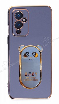 Eiroo OnePlus 9 Baby Panda Standl Mavi Silikon Klf