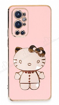 Eiroo OnePlus 9 Pro Aynal Kitty Standl Pembe Silikon Klf