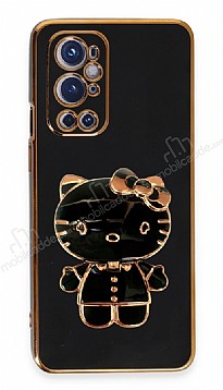 Eiroo OnePlus 9 Pro Aynal Kitty Standl Siyah Silikon Klf