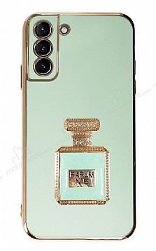 Eiroo Samsung Galaxy S21 Plus Aynal Parfm Standl Yeil Silikon Klf