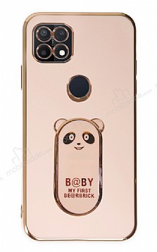 Eiroo Oppo A15 / A15s Baby Panda Standl Pembe Silikon Klf