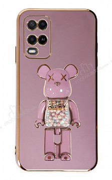 Eiroo Oppo A54 4G Candy Bear Standl Mor Silikon Klf