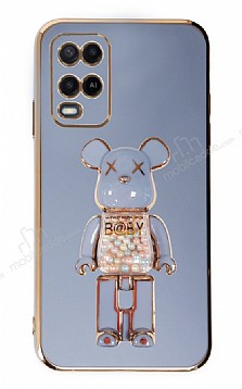 Eiroo Oppo A54 4G Candy Bear Standl Mavi Silikon Klf
