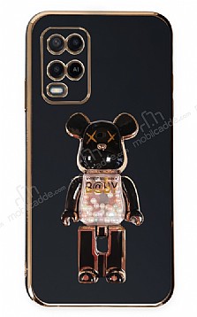Eiroo Oppo A54 4G Candy Bear Standl Siyah Silikon Klf