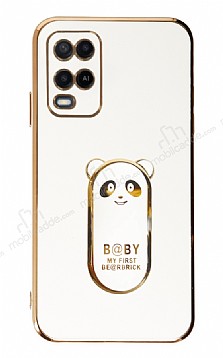 Eiroo Oppo A54 Baby Panda Standl Beyaz Silikon Klf