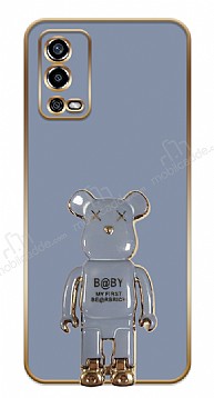 Eiroo Oppo A55 Baby Bear Standl Mavi Silikon Klf