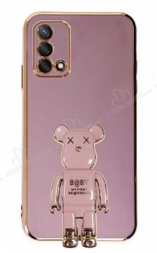 Eiroo Oppo A74 4G Baby Bear Standl Mor Silikon Klf