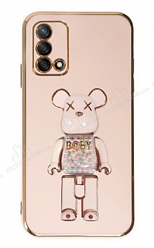 Eiroo Oppo A74 4G Candy Bear Standl Pembe Silikon Klf