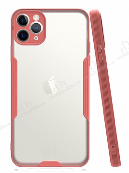 Eiroo Painted iPhone 11 Pro Max Pembe Silikon Klf