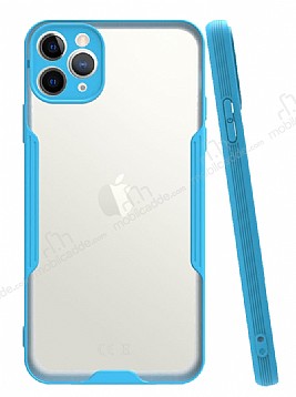 Eiroo Painted iPhone 11 Pro Max Mavi Silikon Klf