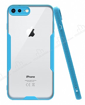 Eiroo Painted iPhone 7 Plus / 8 Plus Mavi Silikon Klf