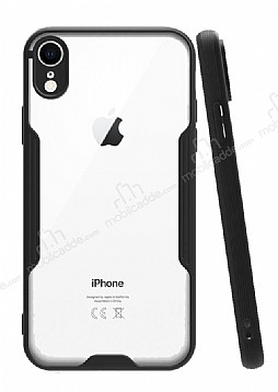Eiroo Painted iPhone XR Siyah Silikon Klf