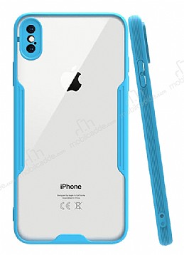 Eiroo Painted iPhone XS Max Mavi Silikon Klf