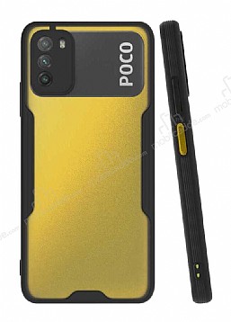 Eiroo Painted Xiaomi Poco M3 Kamera Korumal Siyah Klf