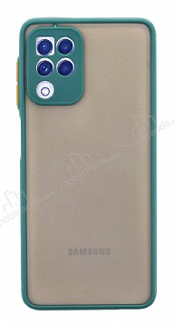 Eiroo Painted Samsung Galaxy M22 Kamera Korumal Yeil Klf