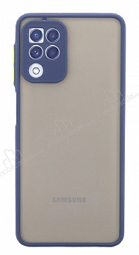 Eiroo Painted Samsung Galaxy M22 Kamera Korumal Lacivert Klf