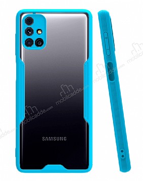 Eiroo Painted Samsung Galaxy M51 Kamera Korumal Mavi Klf