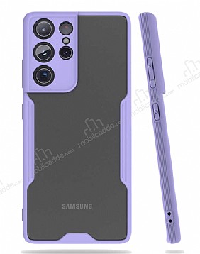 Eiroo Painted Samsung Galaxy S21 Ultra Kamera Korumal Mor Klf