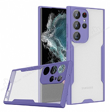 Eiroo Painted Samsung Galaxy S23 Ultra Kamera Korumal Mor Silikon Klf