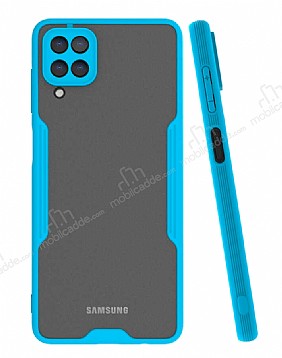 Eiroo Painted Samsung Galaxy A12 Kamera Korumal Mavi Klf