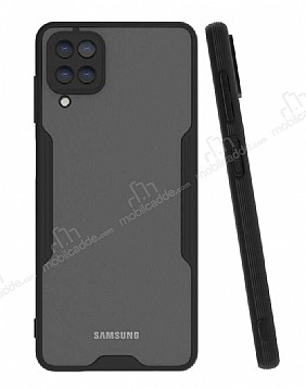Eiroo Painted Samsung Galaxy A12 Kamera Korumal Siyah Klf