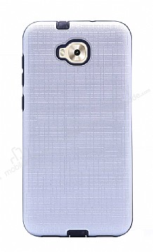 Eiroo Panther Asus Zenfone 4 Selfie ZD553KL Silikon Kenarl Silver Rubber Klf