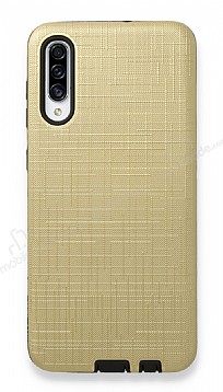 Eiroo Panther Samsung Galaxy A30S Silikon Kenarl Gold Rubber Klf