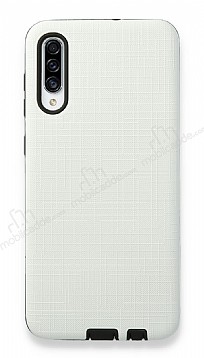 Eiroo Panther Samsung Galaxy A30S Silikon Kenarl Beyaz Rubber Klf