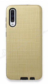 Eiroo Panther Samsung Galaxy A50S Silikon Kenarl Gold Rubber Klf