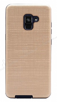 Eiroo Panther Samsung Galaxy A8 2018 Silikon Kenarl Gold Rubber Klf