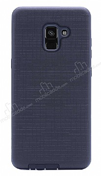 Eiroo Panther Samsung Galaxy A8 2018 Silikon Kenarl Siyah Rubber Klf