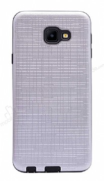 Eiroo Panther Samsung Galaxy J4 Core Silikon Kenarl Silver Rubber Klf