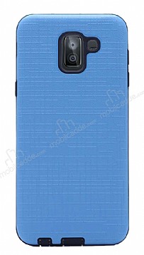 Eiroo Panther Samsung Galaxy J4 Silikon Kenarl Mavi Rubber Klf