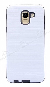 Eiroo Panther Samsung Galaxy J6 Silikon Kenarl Beyaz Rubber Klf
