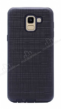 Eiroo Panther Samsung Galaxy J6 Silikon Kenarl Siyah Rubber Klf