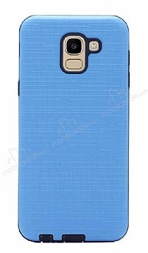 Eiroo Panther Samsung Galaxy J6 Silikon Kenarl Mavi Rubber Klf