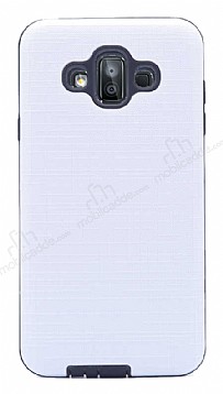 Eiroo Panther Samsung Galaxy J7 Duo Silikon Kenarl Beyaz Rubber Klf