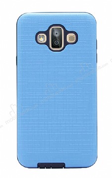 Eiroo Panther Samsung Galaxy J7 Duo Silikon Kenarl Mavi Rubber Klf