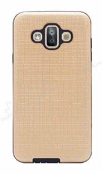 Eiroo Panther Samsung Galaxy J7 Duo Silikon Kenarl Gold Rubber Klf