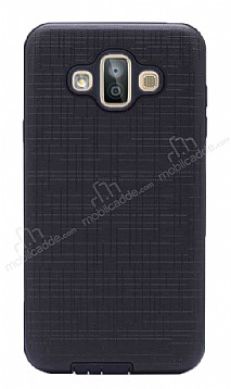 Eiroo Panther Samsung Galaxy J7 Duo Silikon Kenarl Siyah Rubber Klf