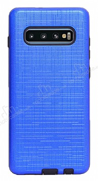 Eiroo Panther Samsung Galaxy S10 Silikon Kenarl Lacivert Rubber Klf