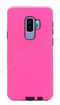 Eiroo Panther Samsung Galaxy S9 Plus Silikon Kenarl Pembe Rubber Klf