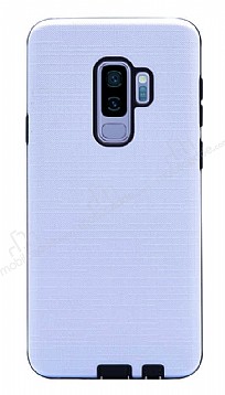 Eiroo Panther Samsung Galaxy S9 Plus Silikon Kenarl Beyaz Rubber Klf