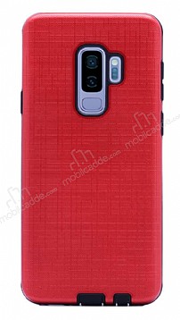 Eiroo Panther Samsung Galaxy S9 Plus Silikon Kenarl Krmz Rubber Klf