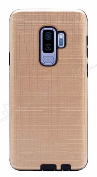 Eiroo Panther Samsung Galaxy S9 Plus Silikon Kenarl Gold Rubber Klf