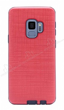 Eiroo Panther Samsung Galaxy S9 Silikon Kenarl Krmz Rubber Klf