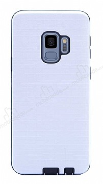 Eiroo Panther Samsung Galaxy S9 Silikon Kenarl Beyaz Rubber Klf