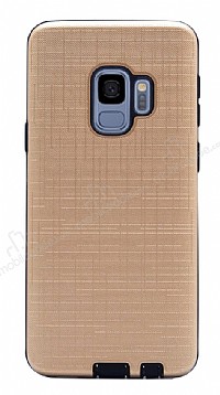Eiroo Panther Samsung Galaxy S9 Silikon Kenarl Gold Rubber Klf