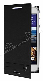 HTC Desire 830 Gizli Mknatsl Yan Kapakl Siyah Deri Klf